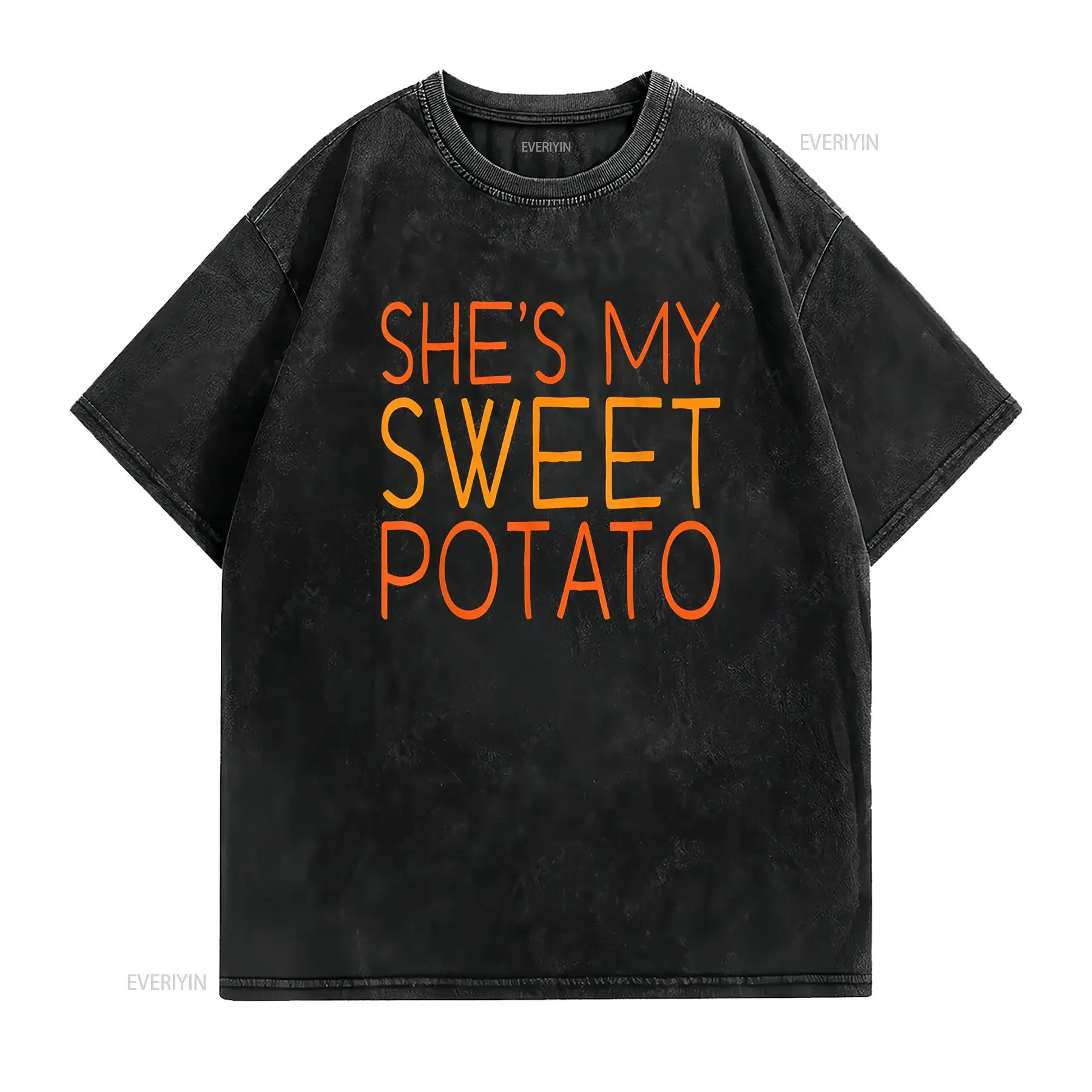 Shes My Sweet Potato I Yam Set Thanksgiving Couples Matching T Shirt Black 2X Large vintage Washed fashion designer clothes