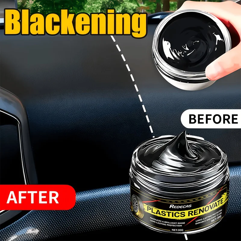 Car Rubber Plastic Care Cream, Brighten Polish Tires, Wheel Arch, Steering Wheel, Trunk, Seats, Interior Gloss Wax, Tire Care