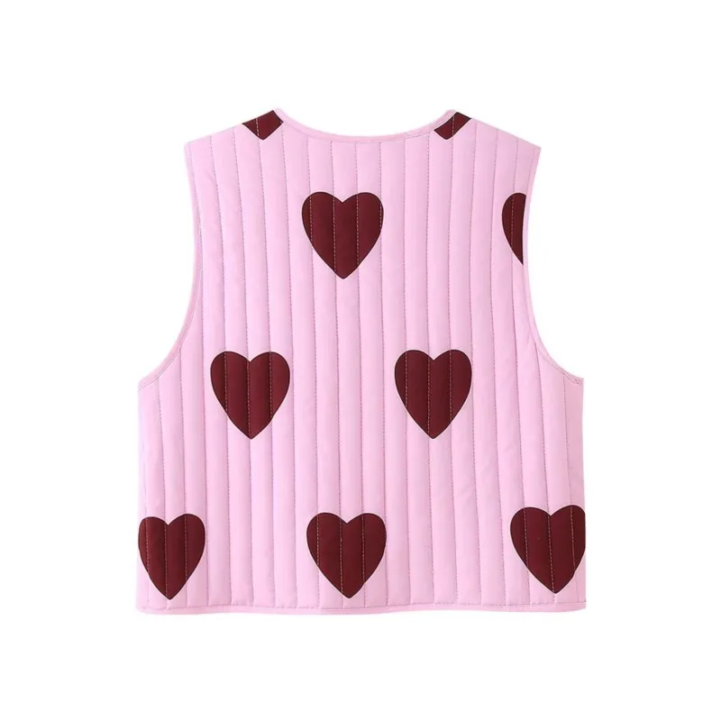 Women's Tank Top with Lace Heart‑shaped tie Tie New Autumn V-Neck Sleeveless Pocket Heart Print Women Vest Chic Female Tops