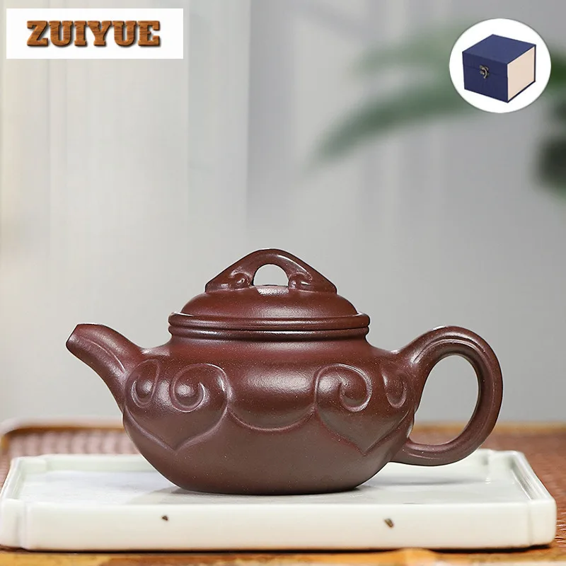 

160ML Creative Yixing Purple Clay Teapots Handmade Carved Pot Raw Ore Purple Mud Kettle with Filter Zisha Teaset Drinkware Gift