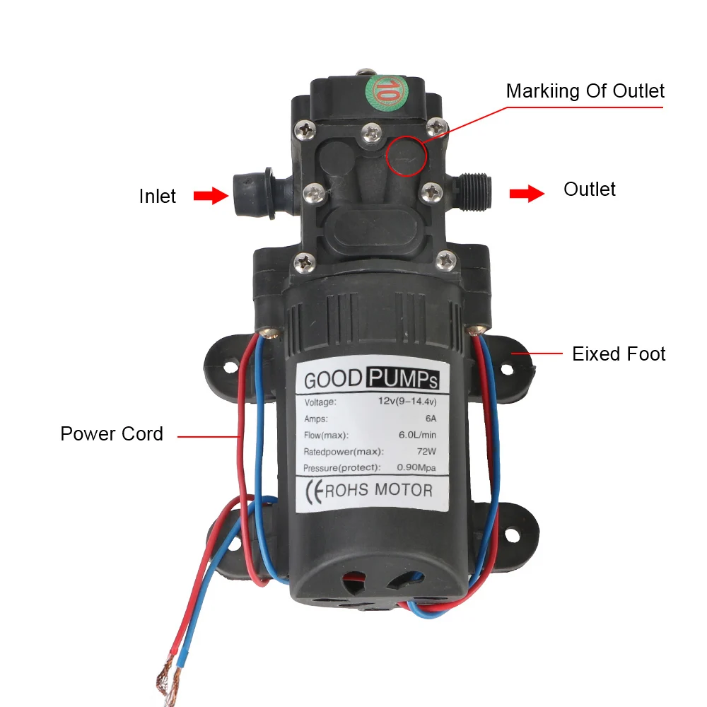DP-537 Diaphragm Water Spray Self-Priming 130PSI Agricultural Electric Water Pump Durable 12V 220V 5.5L/min Micro High Pressure