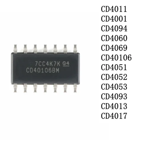 10PCS CD4011 CD4001 CD4094 CD4060 CD4069 CD40106 CD4051 CD4052 CD4053 CD4093 CD4013 CD4017 SOP14 SOP16 Logic gate IC chip