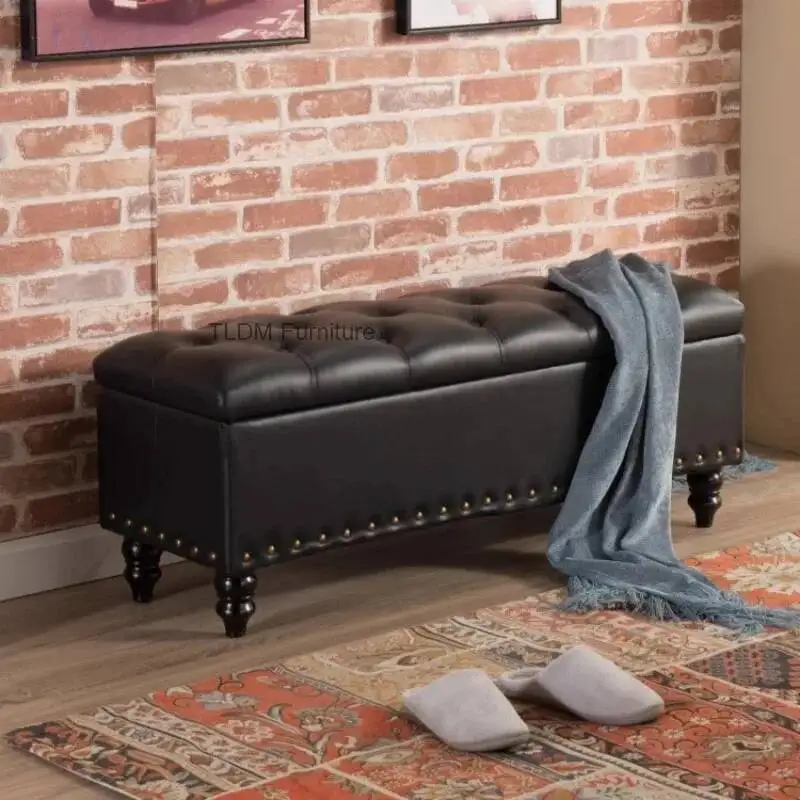 Shoe Storage Fitting Sitting Room Solid Wood Bench Storage Box European for Bedside Sofa Ottomans Changing Stool Shoe Cabinet