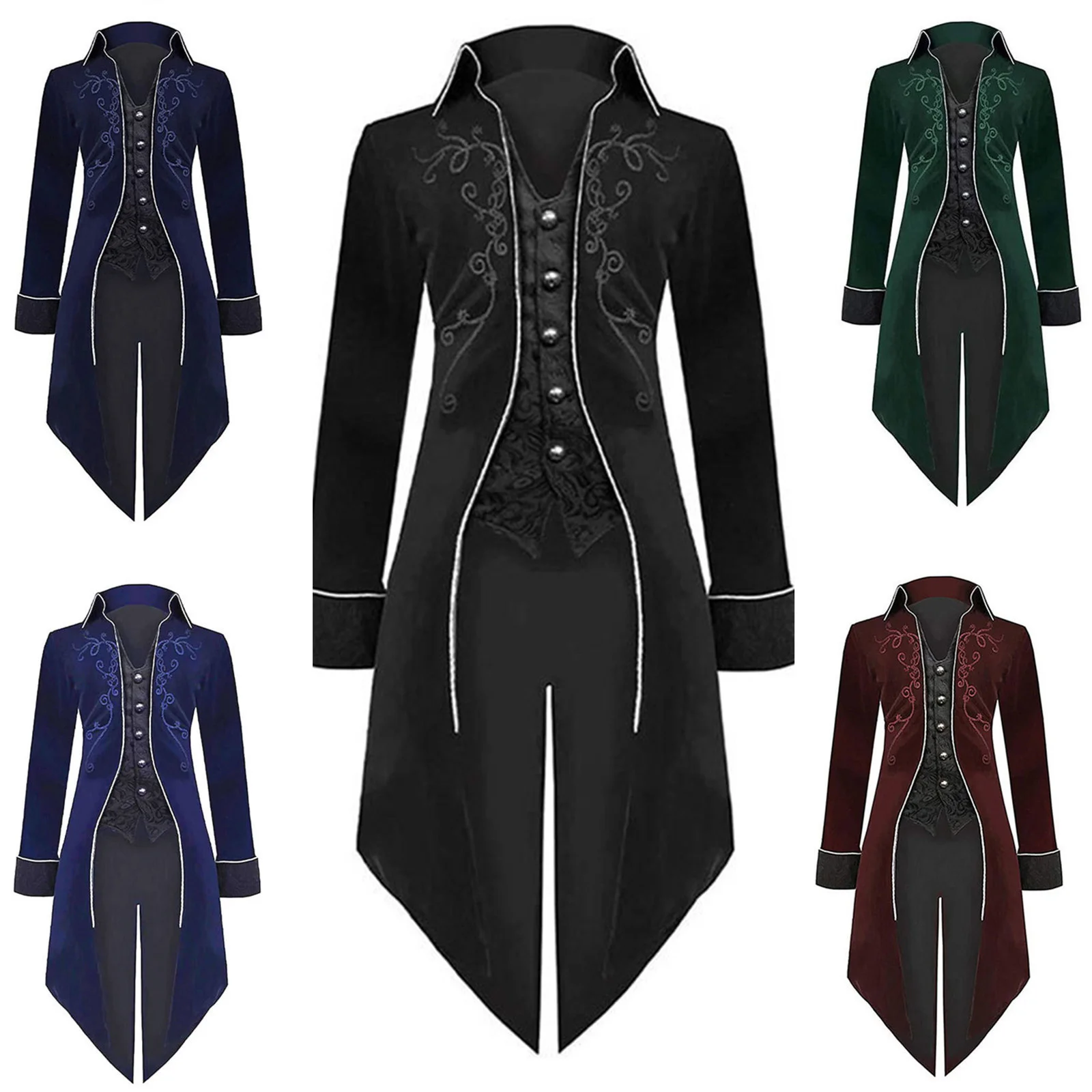 Veste médiévale steampunk pour homme, style victorien, en velours, rétro, gothique, smoking, costume de carnaval