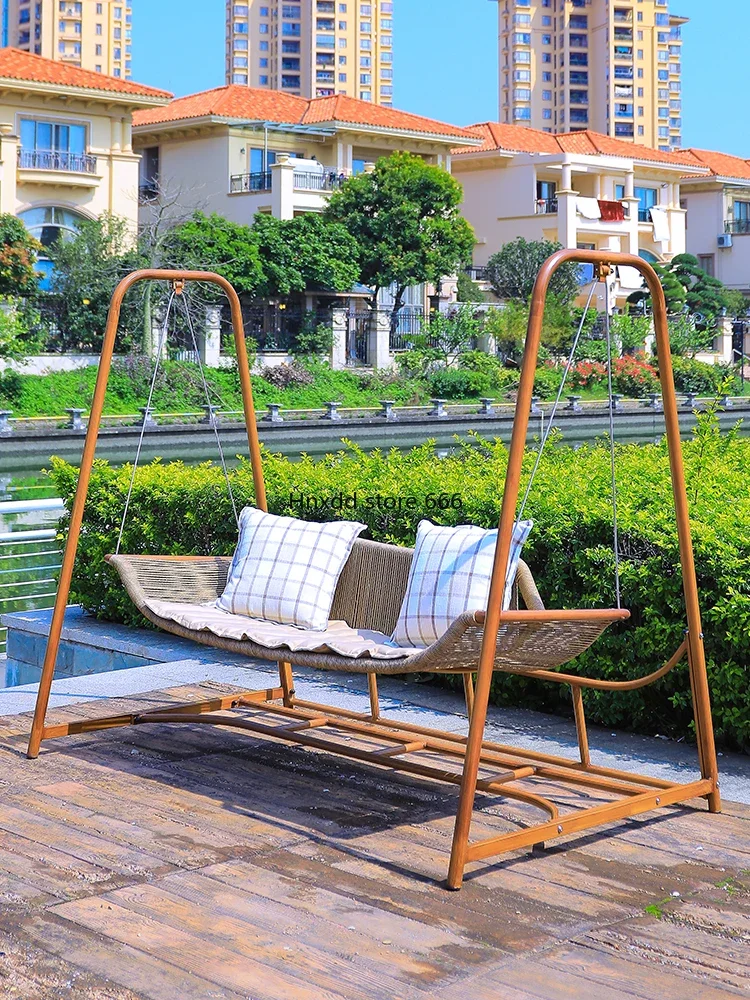 Outdoor swing rocking chair hanging rattan double hammock