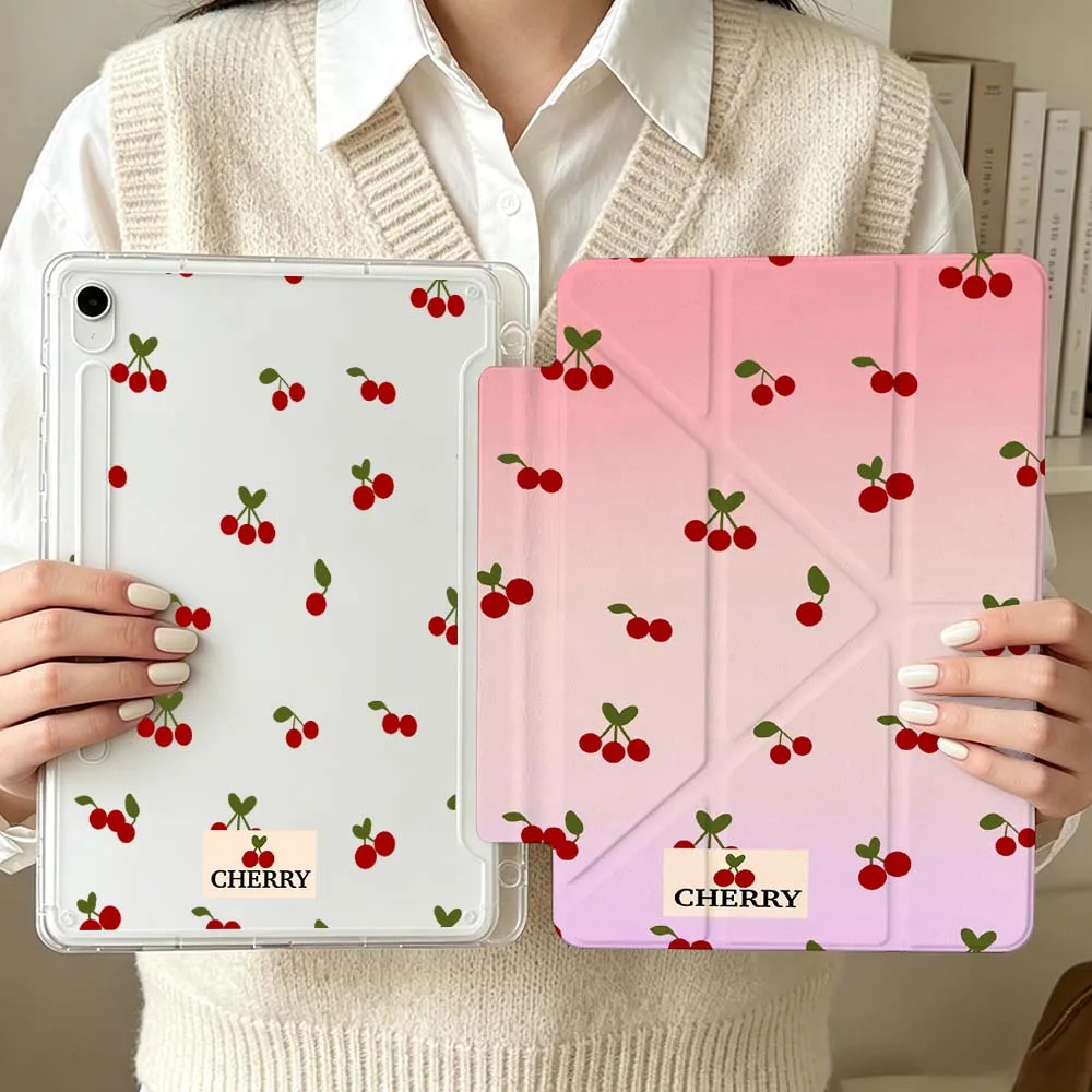 Cartoon Cherry Pattern Design For Samsung Galaxy Tab S6 S7 S8 S9 S10 S11 A8 A9 A11 Lite FE Plus 3Y Tablet Case Soft