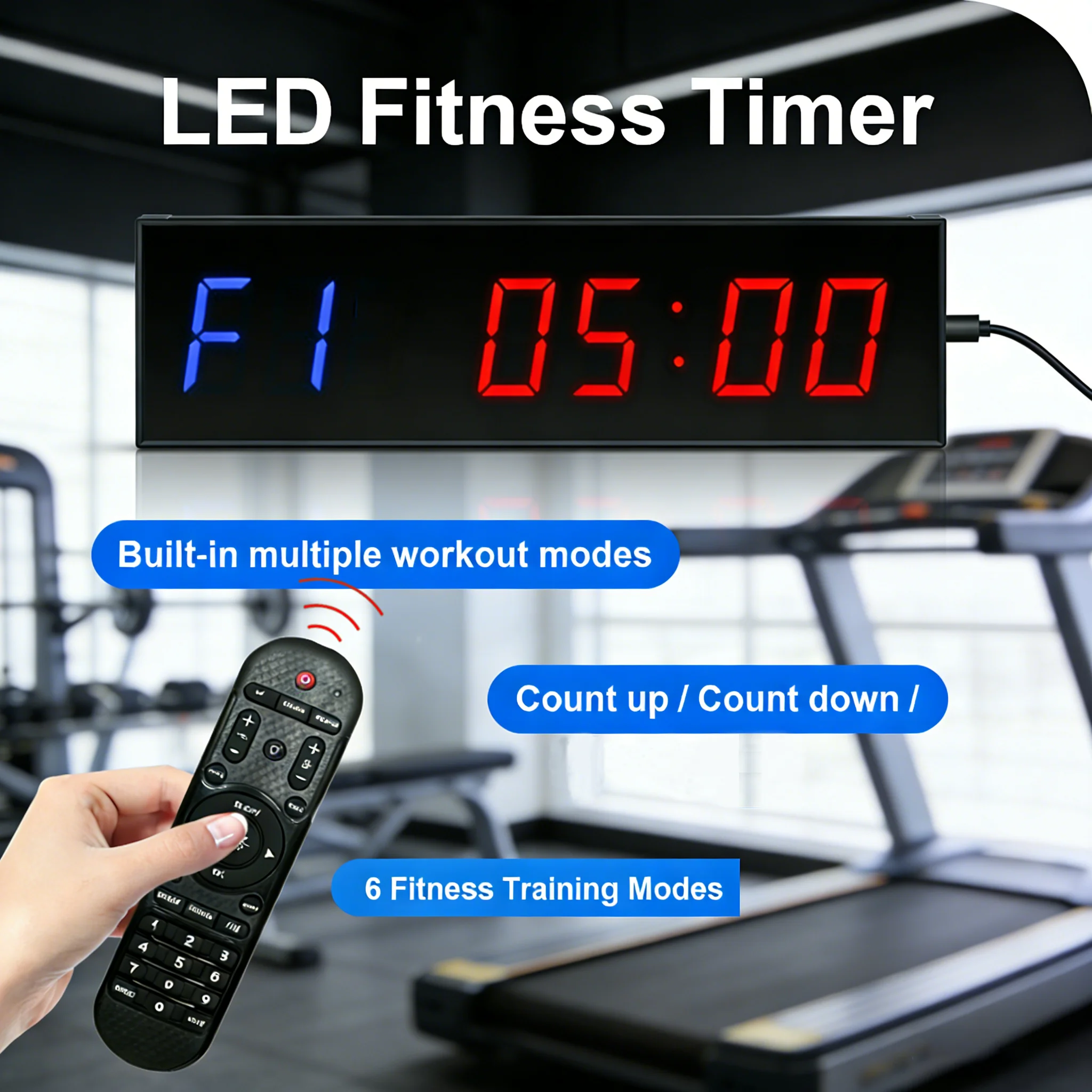 Digital Gym Timer Countdown Clock Wall Mounted LED Sports Training Clock Crossfit Gym Fitness Training Timer with Remote Control