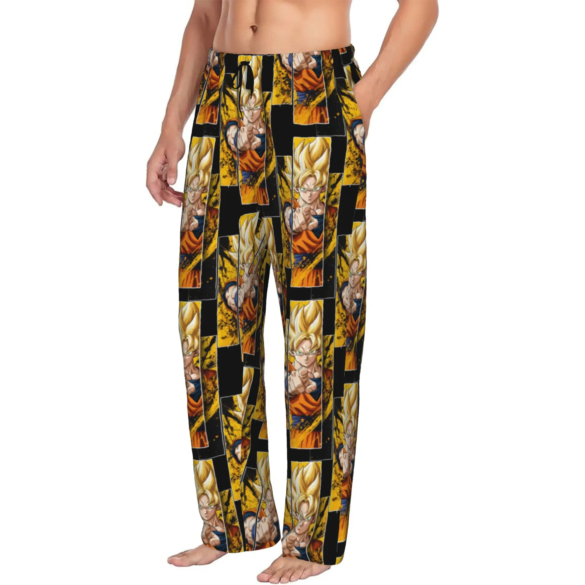

Custom Men DBZ Dragons Goku Ball Pajama Pants Print Warrior Sleep Sleepwear Bottoms with Pockets