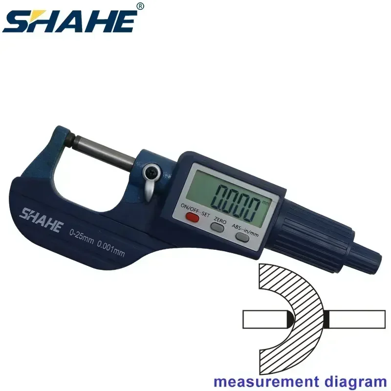 SHAHE Tube Outside Micrometer With Single Round Head 0-25/25-50/50-75/75-100 mm Digital Outside Micrometer