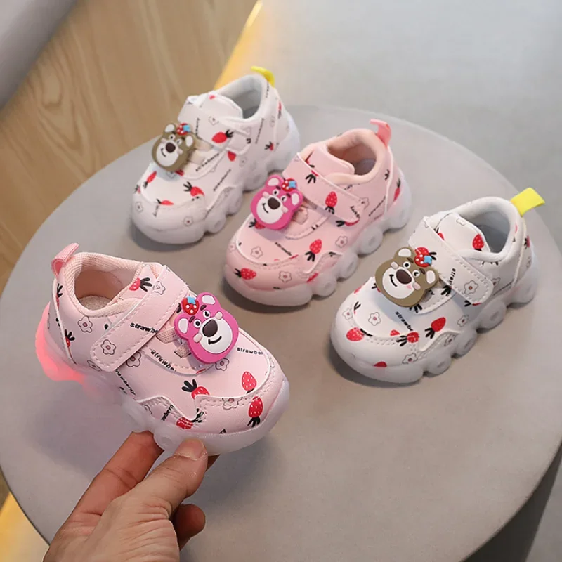 LED Baby Luminous Shoes girl\'s Glowing Children Sport Sneakers bambini scarpe antiscivolo per bambini Led Flash Lights Disney