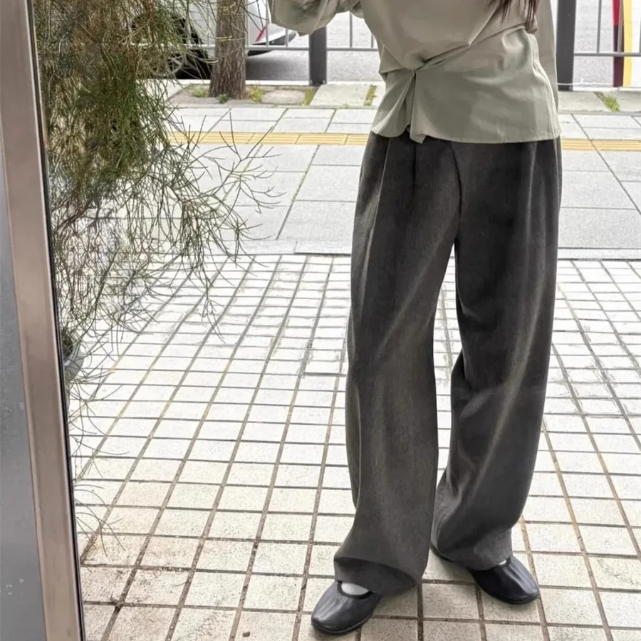 Ele عادية الصوفية مستقيم الساق مطوي دعوى السراويل التخسيس السراويل تخفيف Sle السراويل الطويلة لسيدة شتاء 2025 #3