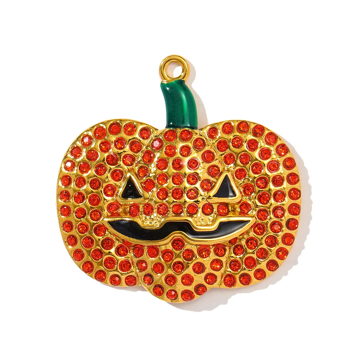 3pcs/Lot Retro Stainless Steel Rhinestone Jack-O-Lantern Necklace Pendant Enamel Carriage DIY Charm Women Halloween Jewelry