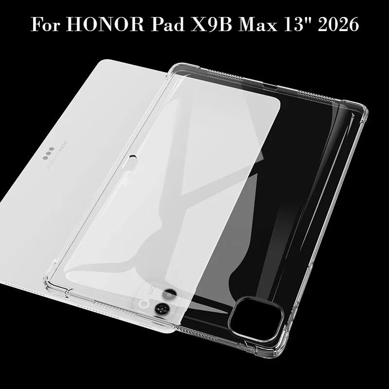 Four‑Corner Airbag Shockproof Tablet Case for Honor Pad X9B Max 13 10 9 12.1 Magic Pad 4 12.3inch 2026 Soft TPU Clear Back Cover