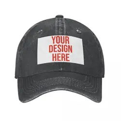 Customized Your OWN Design Baseball Caps Fashion Distressed Washed DIY Photo or Logo Picture Men Women Outdoor Golf Caps Hat