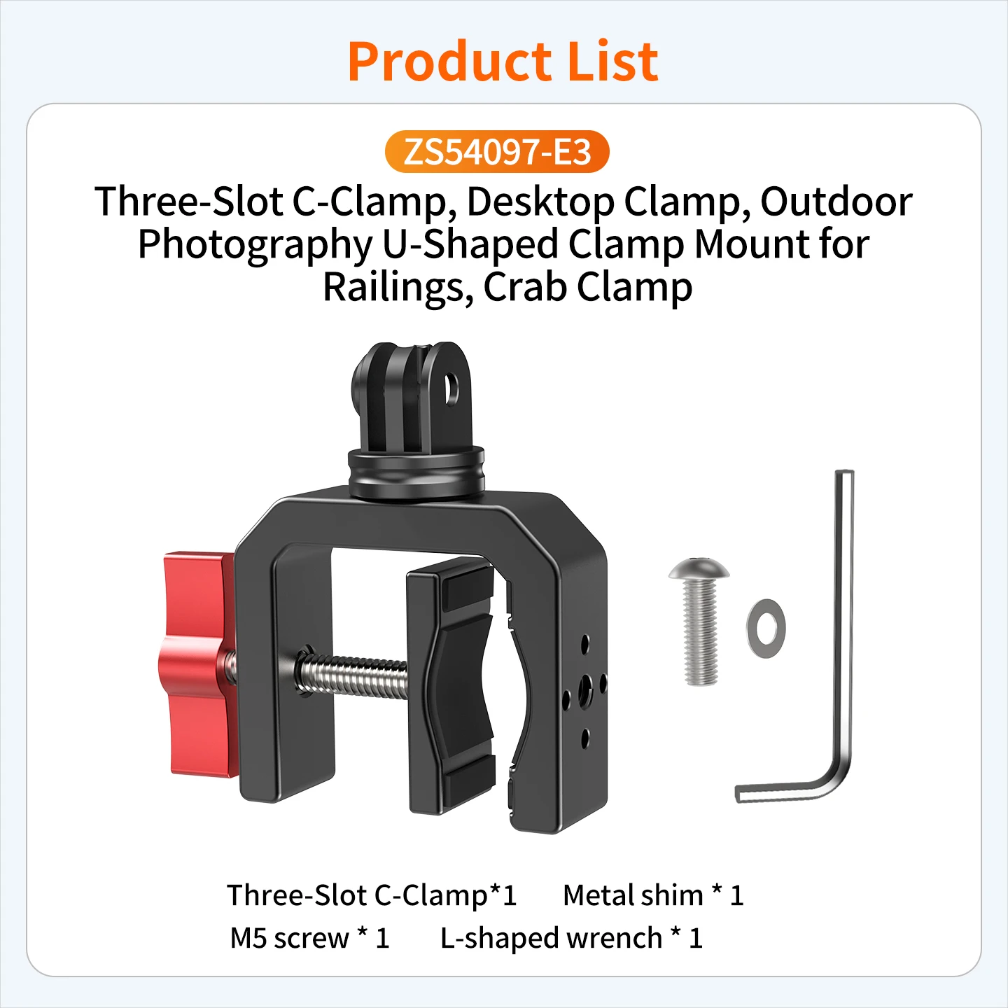 Aluminium C-Klemme mit Rutschfester Silikonauflage für GoPro DJI Action-Kamera DSLR Handy Aufhellungslicht Mikrofon Desktop Lenkerhalterung – Detail 5