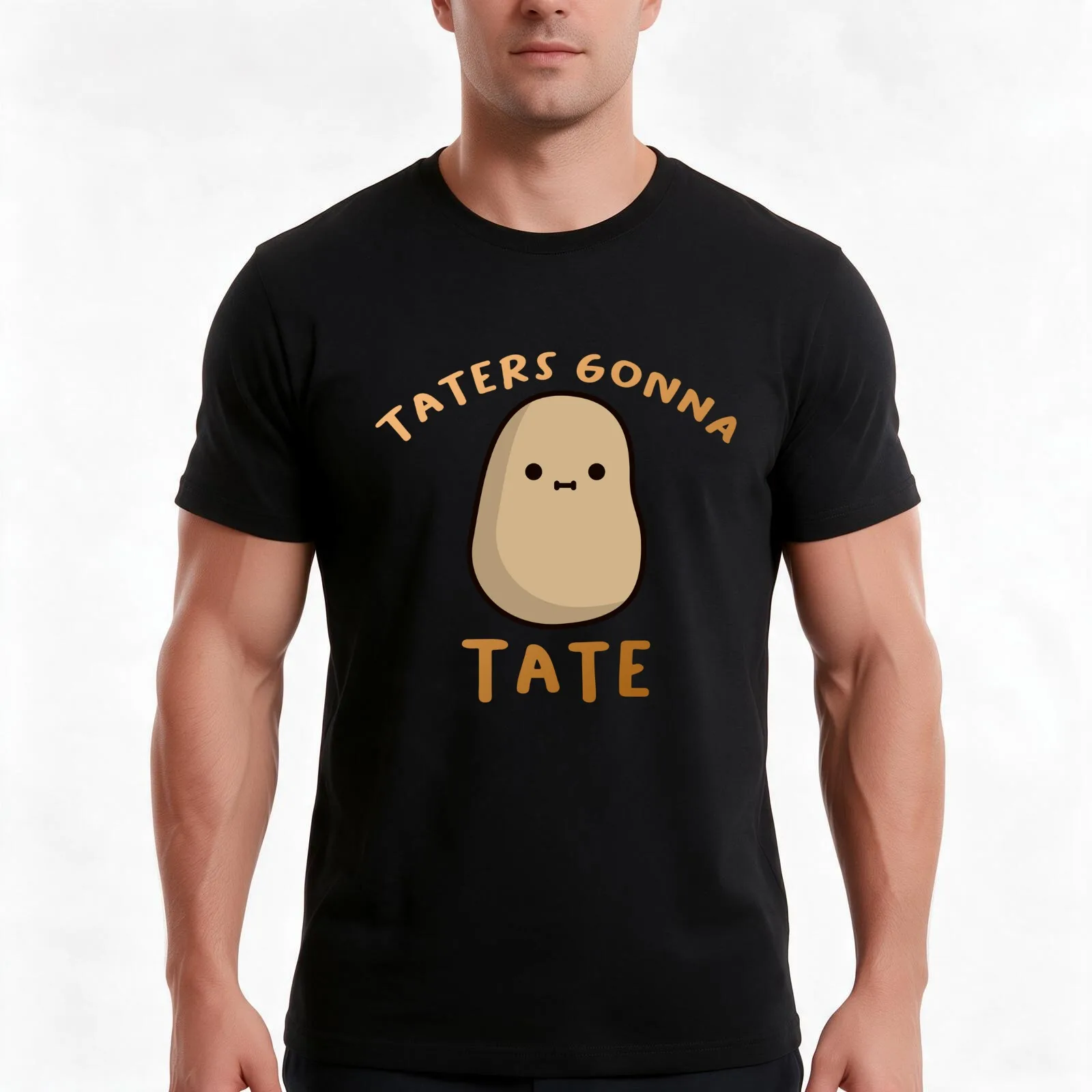Taters Gonna Tate Funny Potato Tater Tot Foodie T-Shirt, Summer Casual Cotton Tee, Oversized Streetwear Tops, Unisex Men Women