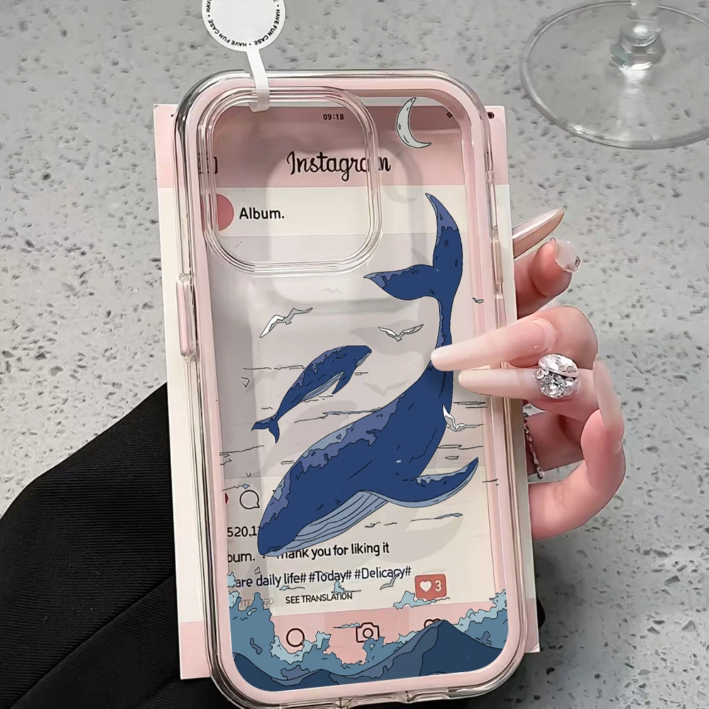 Kreative Wal-Design Transparente 2-in-1 Handyhüllen für iPhone 17 11 12 13 14 15 16 17 Pro Max Plus XR X Air Stoßfeste Hülle – Detail 1
