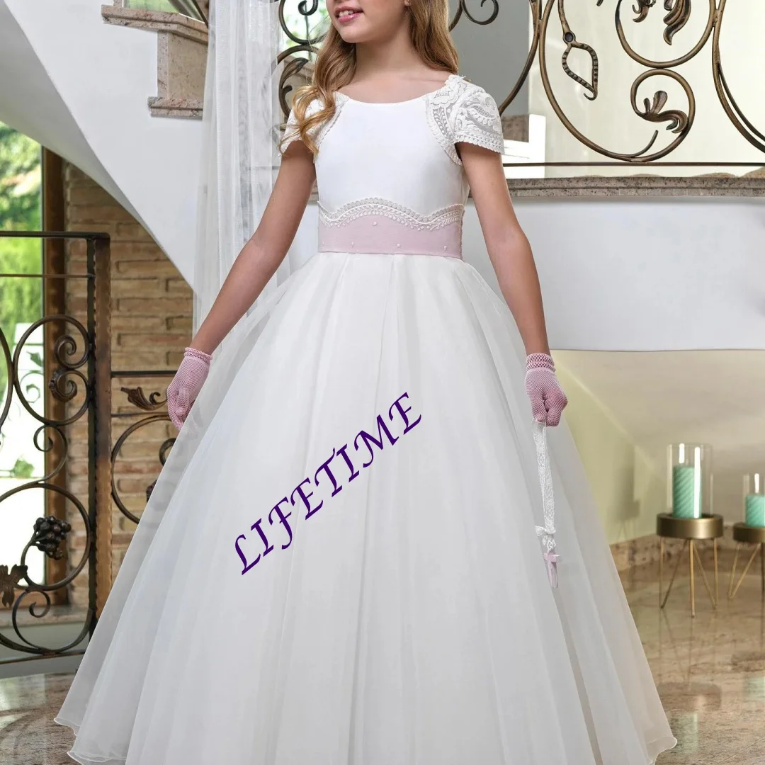 

Индивидуальное платье для причастия цвета экрю с вышивкой, рукавами-крылышками и объемными оборками, в богемном стиле, длинное, в пол, для девочек