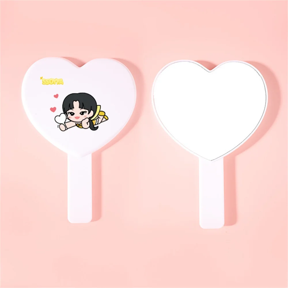 Kpop GIDLE Cartoon Cute MD Hand Mirror Heart-shaped Mirror Portable Compact Makeup Mirror MIYEON SHUHUA MINNIE SOYEON Fans Gifts