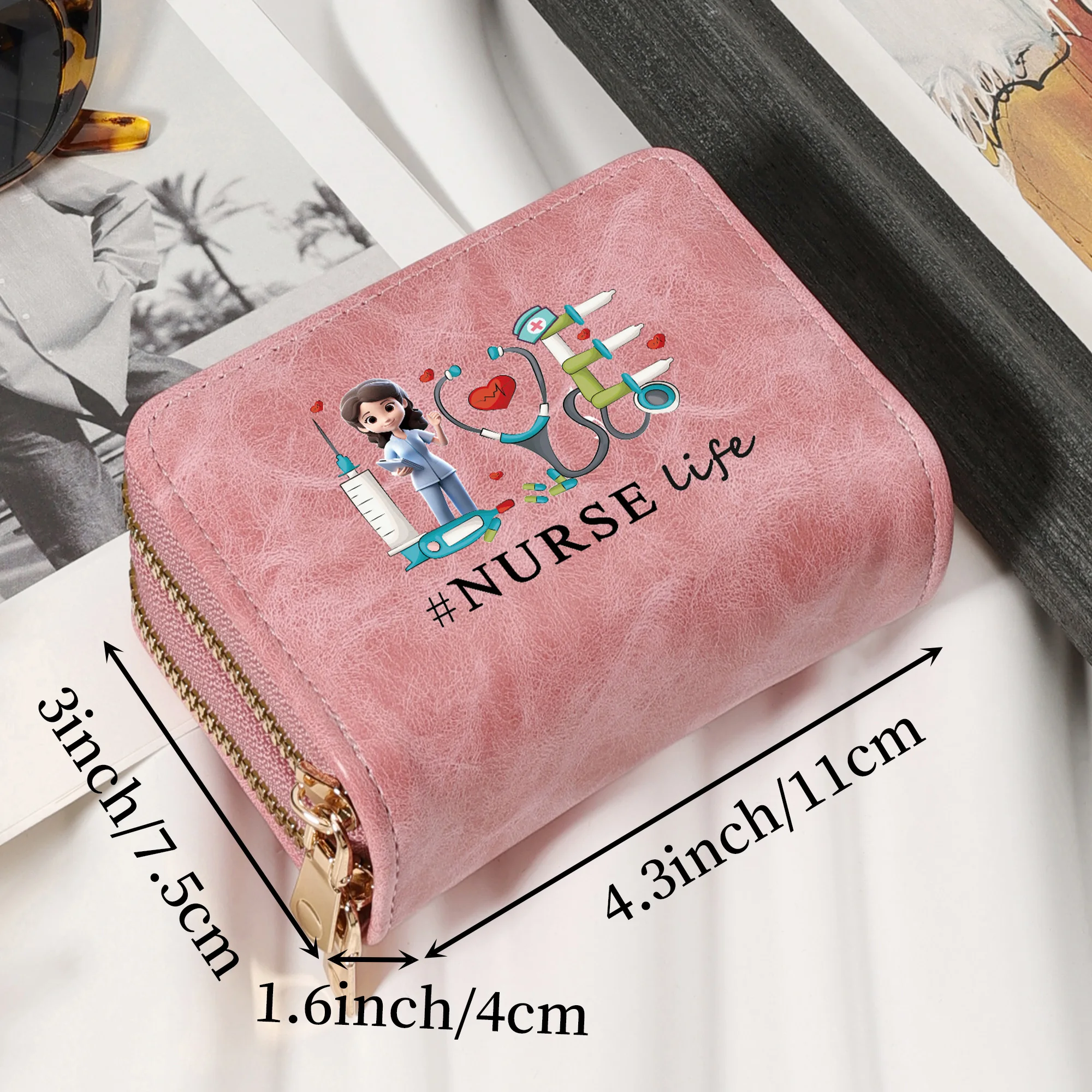 Double Zipper Wallet, Women's Short Credit Card Holder, Multifunctional Large Capacity Zero Wallet