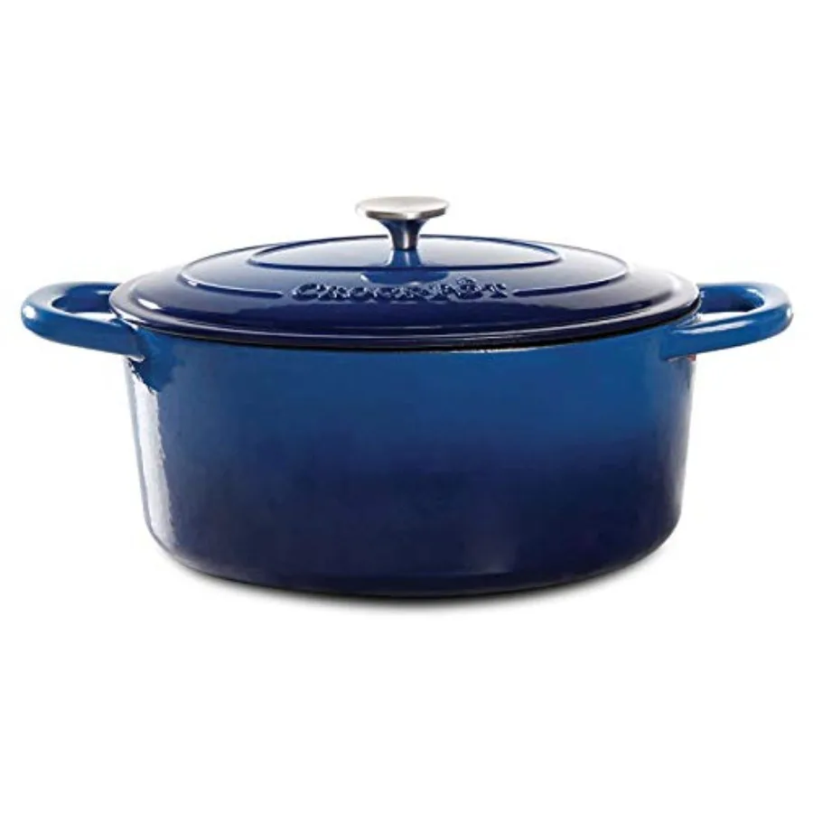 

Crock Pot Artisan Enameled Cast Iron HeavyDuty Cookware for Slow Cooking Roasting Baking with Lid