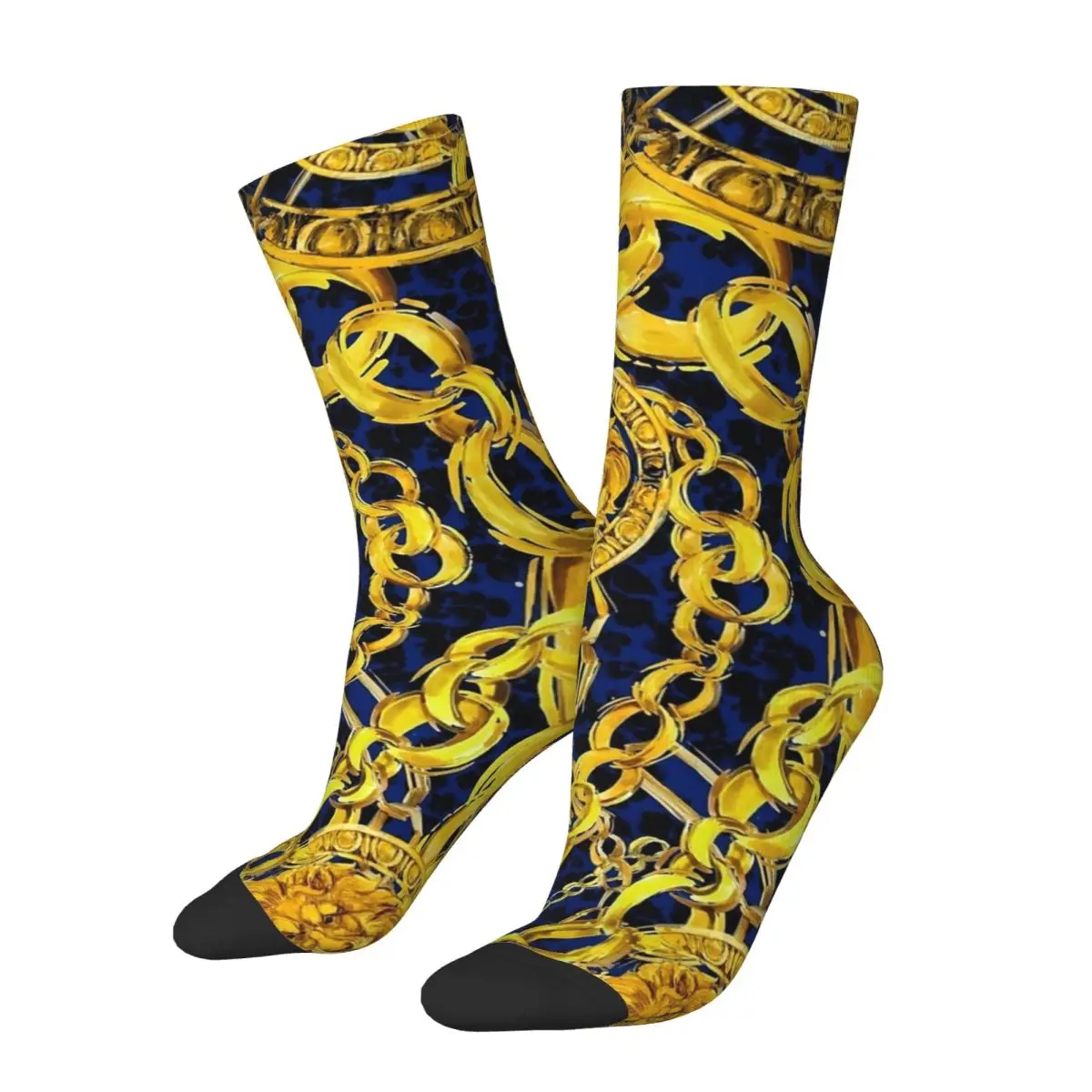 Golden Lion And Damask (4) Socks Winter Stockings Trendy Couple Soft Socks Design Cycling Non Slip Socks