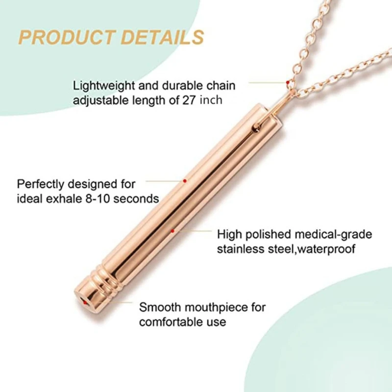 Mindful Breathing Necklace for Anxiety Meditation Clavicle Chain Anti Anxiety Pendant Necklace Stress Relief Gift Unisex Y08E