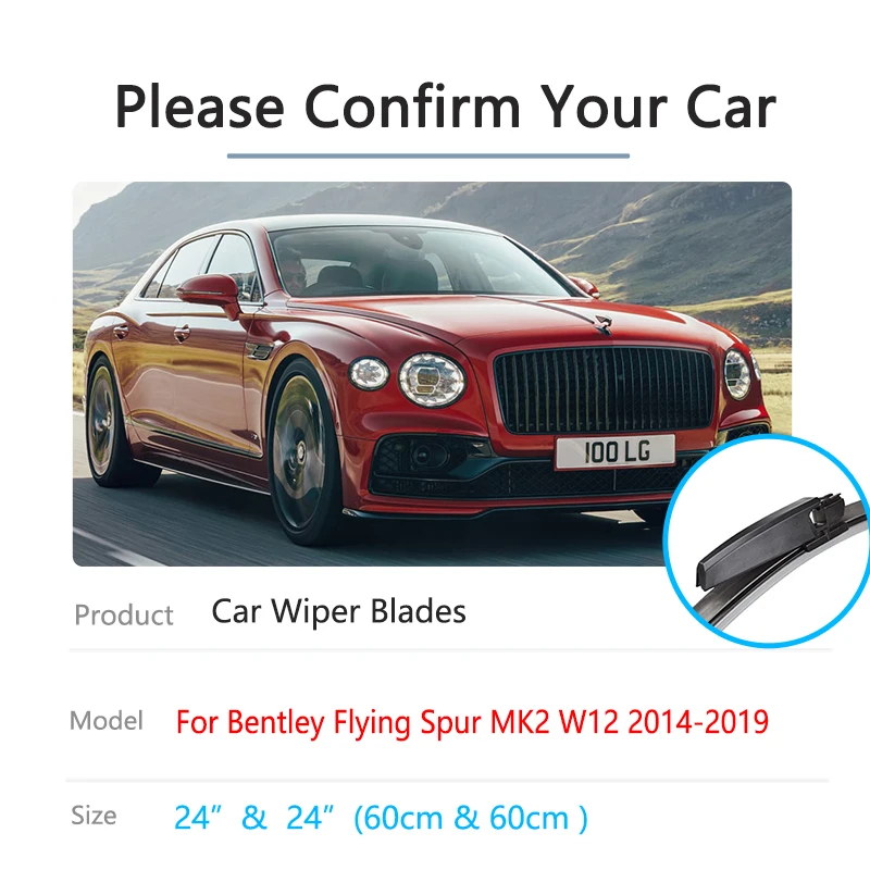 For Bentley Flying Spur MK2 W12 2014~2019 Front Wiper Blades Window Windshield Windscreen Cleaning Brushes Auto Replacement Part