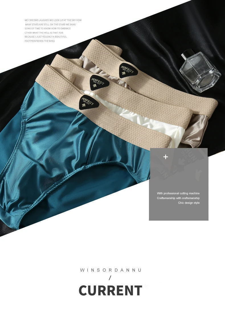 Herren Eisseide Boxershorts 4er-Pack Weiche Glatte Tägliche Unterwäsche in Verschiedenen Farben Flache Ecken Unterhose – Detail 3