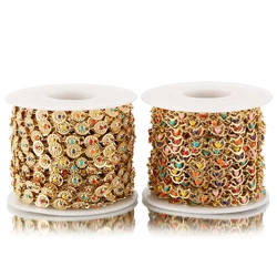 1 Meter Stainless Steel Colorful Round Sector Shape Gold Enamel Chain for DIY Bracelets Jewelry Making Necklace Supplies Finding