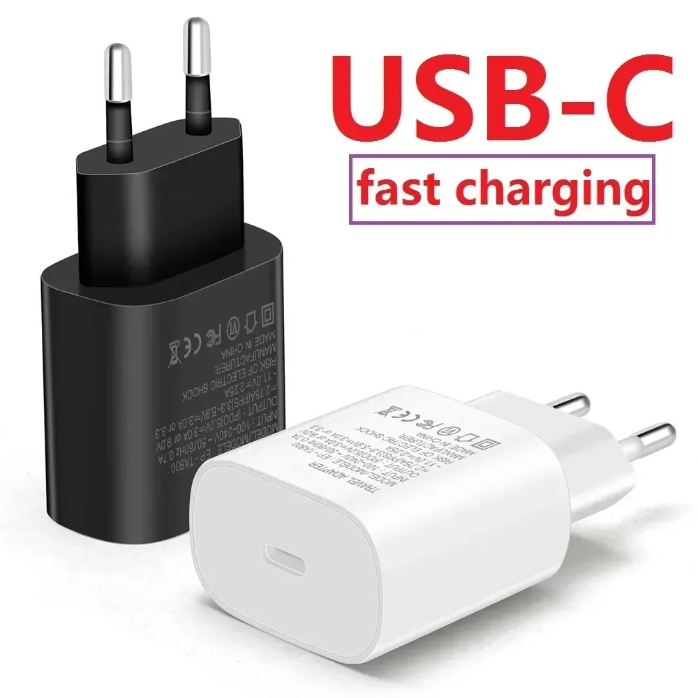 EU UK US 25W Super Fast Charger USB C Chargers For Samsung Galaxy S23 Ultra S22 Note 20 S24 USB Type C Power Adapters With Cable