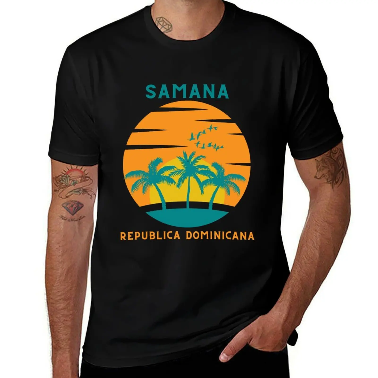 Самана, Доминиканская Республика, футболка Samana Republica Dominicana, классическая хлопковая футболка с круглым вырезом.