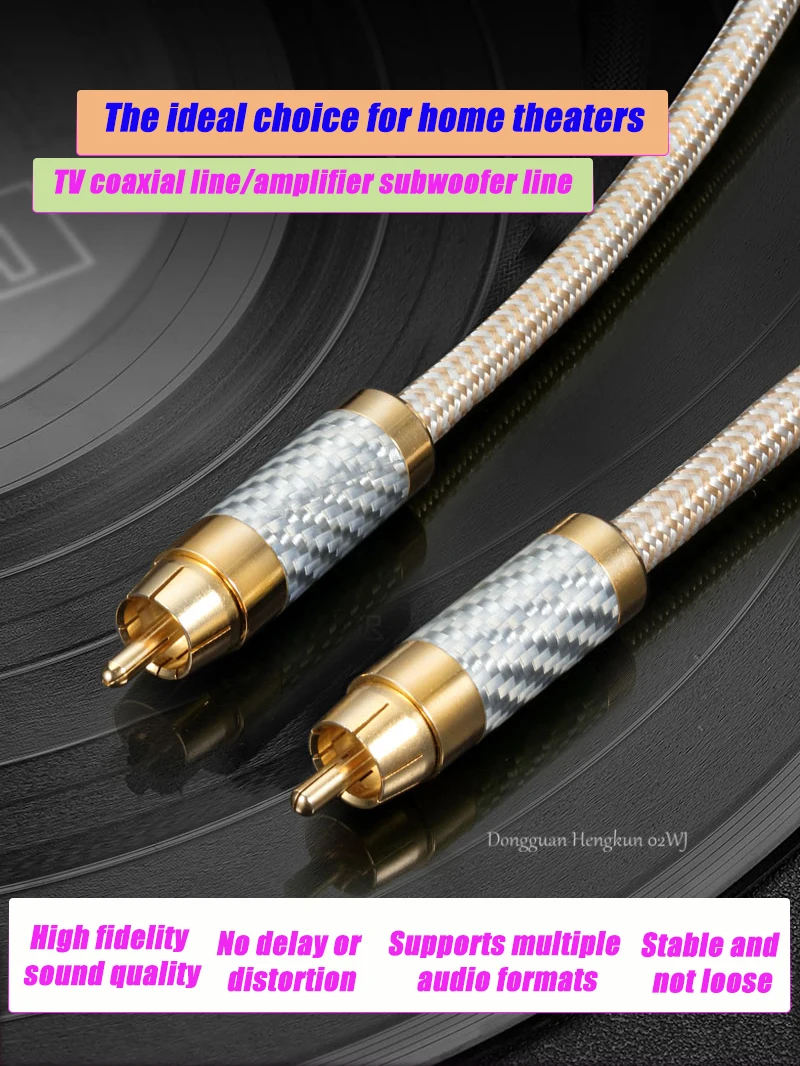 

HiFi RCA to RCA Male Silver-plated Plug Subwoofer Audio Cable DVD Soundbox Amplifier Angled Interconnect Shielded Coaxial Cords