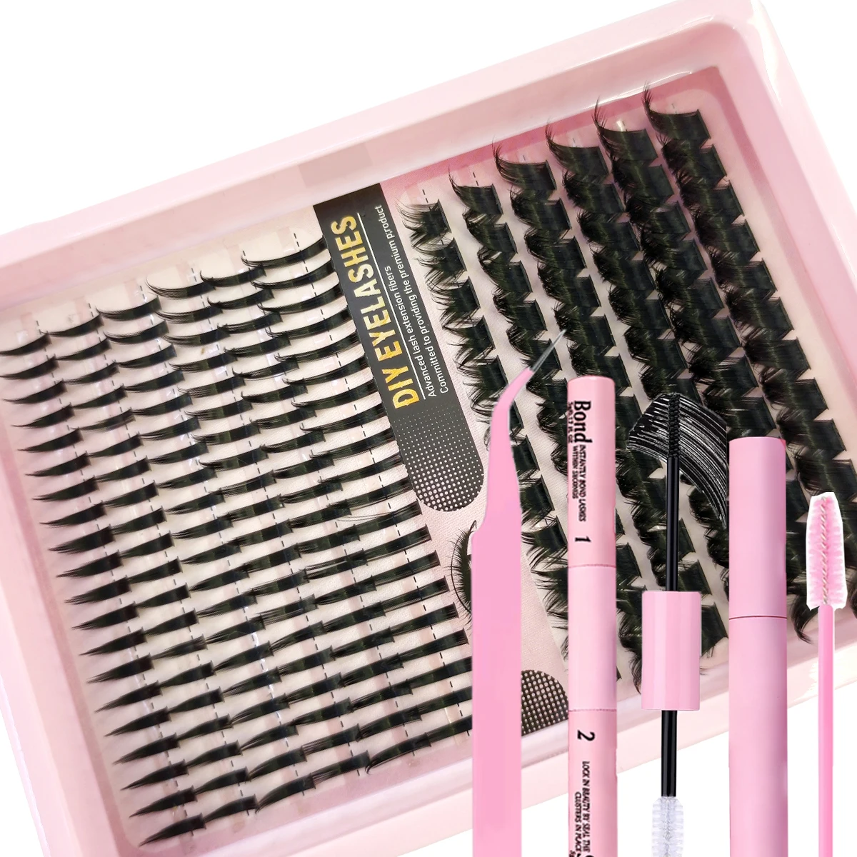 60-reihiges DIY-Wimpernverlängerungs-Set, Cluster, individuelles Wimpern-Set, Mix-Stile, 10–18 mm, mit Bindung und Dichtung, Augen-Make-up-Werkzeug – Detail 38