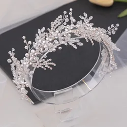Crystal Pearl Headband Tiara For Women Rhinestone Hairband Pageant Party Bridal Wedding Hair Accessories Jewelry Headband Gift
