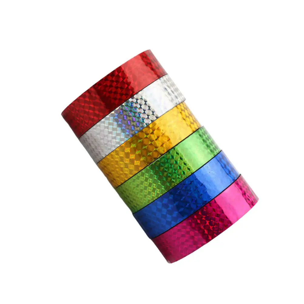 6 Rolls 25Mm Colored Holographic Tape Diy Decoration Gift Wrapping Stickers Photo Album Scrapbooking Supplies Decorative Band