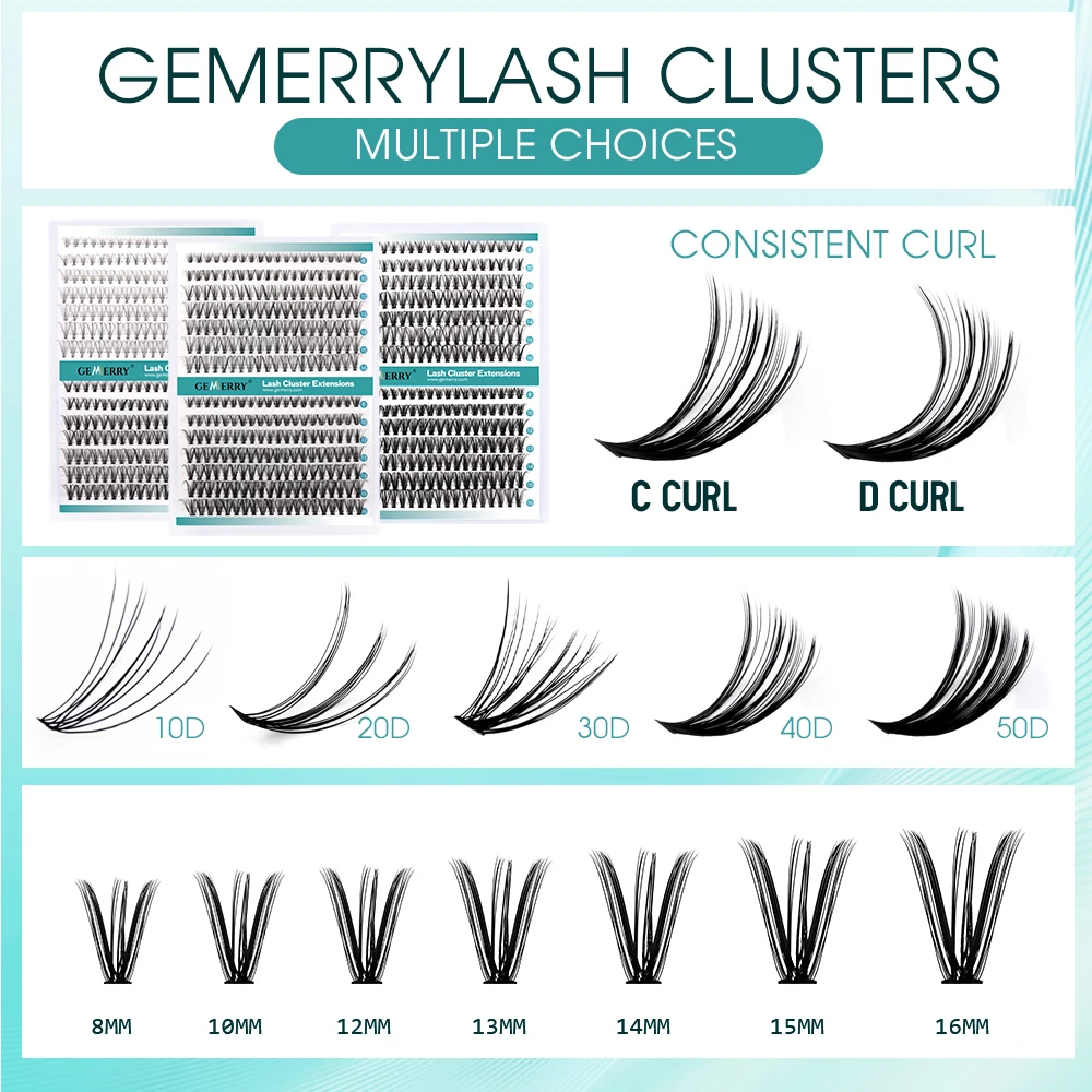 Gemerry Cluster Individual Lashes 240 pcs Large Tray 30P/40P Premade Volume Fans Fox Eye Effect Cosplay Lashes Extension Makeup