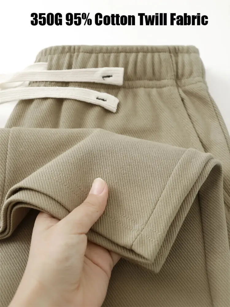 95% Cotton 350g Casual Chino Pants Men Straight Sweatpants High-quality Thick Twill Sport Trousers Jogger Anti-wrinkle Work Wear
