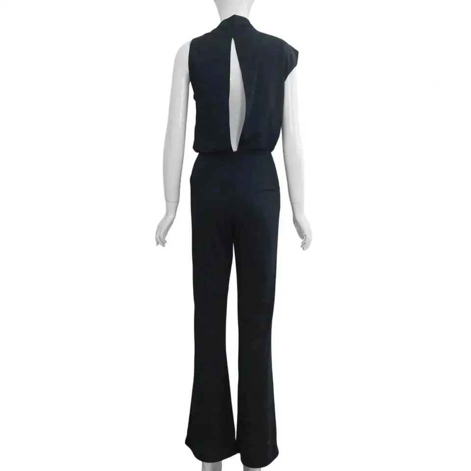 

Elastic Jumpsuit for Women One Piece Jumpsuit for Women Mock Neck Romper Wide Leg Summer Outfit with Pockets Ruched Vacation