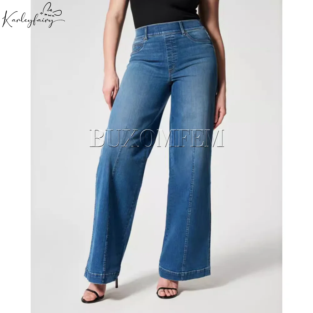 Fall Fashion Women 2024 Wide Leg Pants High Quality High Waisted Autumn Long Trousers Retro Daily Soild Plus Size Jeans Bottoms