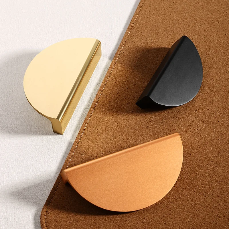 10 PCS Simple Semicircle Black Gold Cabinet Door Handle Cabinet Drawer Wine Cabinet Wardrobe Door Handle Hardware Wholesale