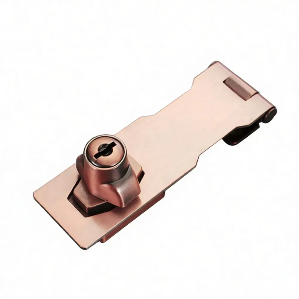Drill Free Security Latch With Key Stainless Steel Hasp Staple For Door Cabinet Drawer Wooden Gate Installation Hardware Tool