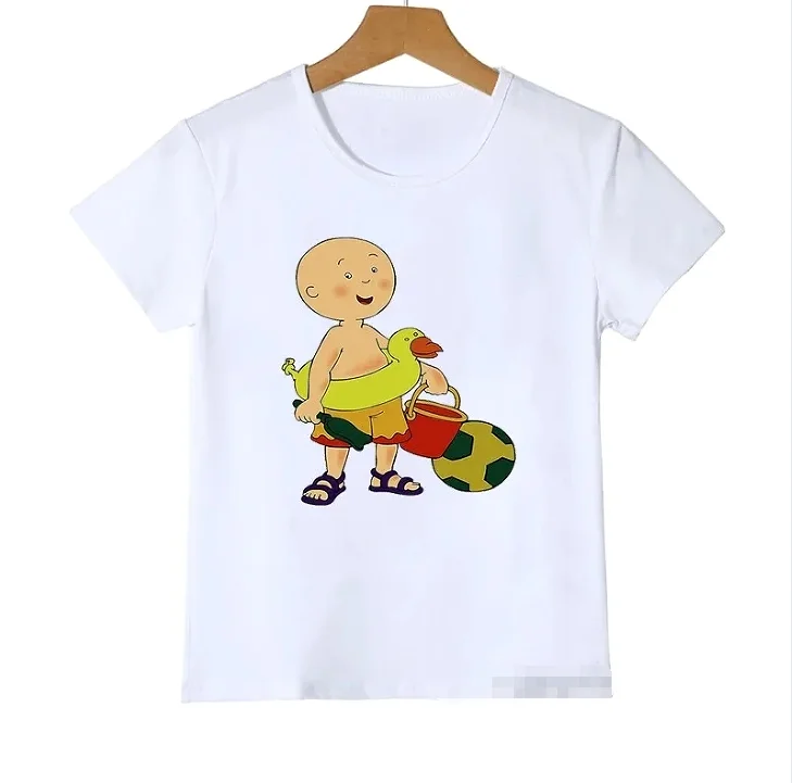 الصيف صبي وفتاة تي شيرت لطيف Caillou والكلب الكرتون المطبوعة الاطفال تي شيرت أزياء طفل قصير الأكمام تي شيرت أعلى