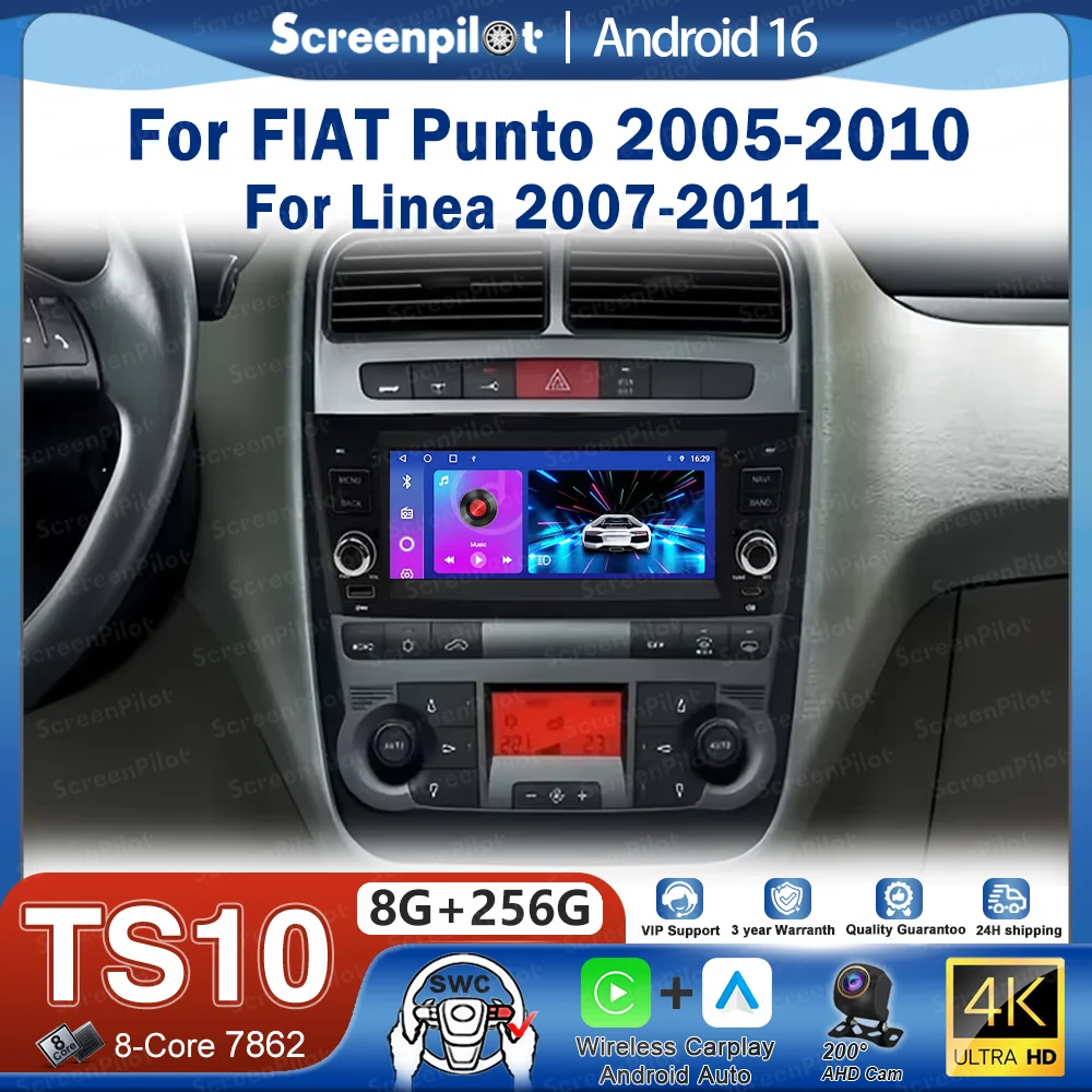 Car Radio Android 16 For FIAT Punto 2005-2009 For Linea 2007-2011 Stereo Head Unit Multimedia Video Player GPS Navigation Stereo