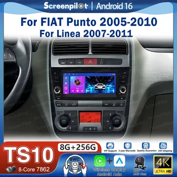 Radio de coche Android 16 para FIAT Punto 2005-2009 para Linea 2007-2011, unidad principal estéreo, reproductor multimedia de video, GPS, navegación estéreo 1