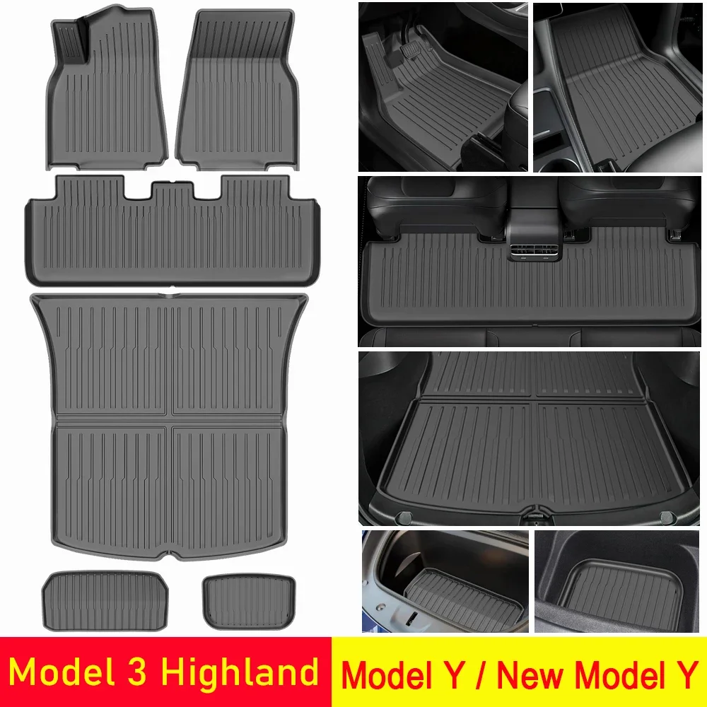 

Floor Mats for Tesla Model Y 2021-2025 Model 3 Highland All Weather Front Rear Trunk Mat Cargo Liner Doormat Accessories