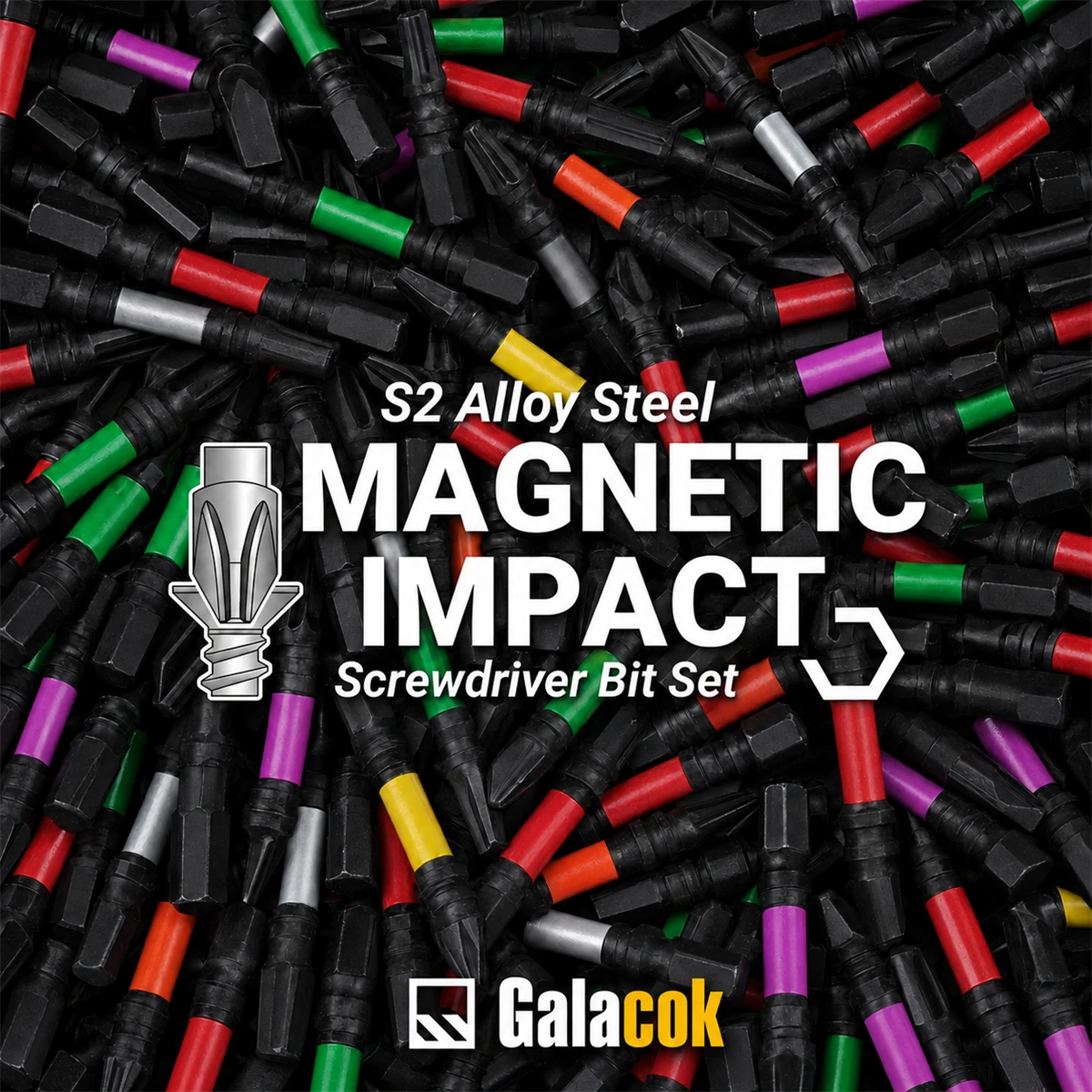 Galacok 13-teiliges Farbcodiertes Schlagschrauber-Bit-Set aus S2-Stahl mit Magnetischem Sechskantschaft für Schlagbohrer und Elektroschrauber – Detail 16