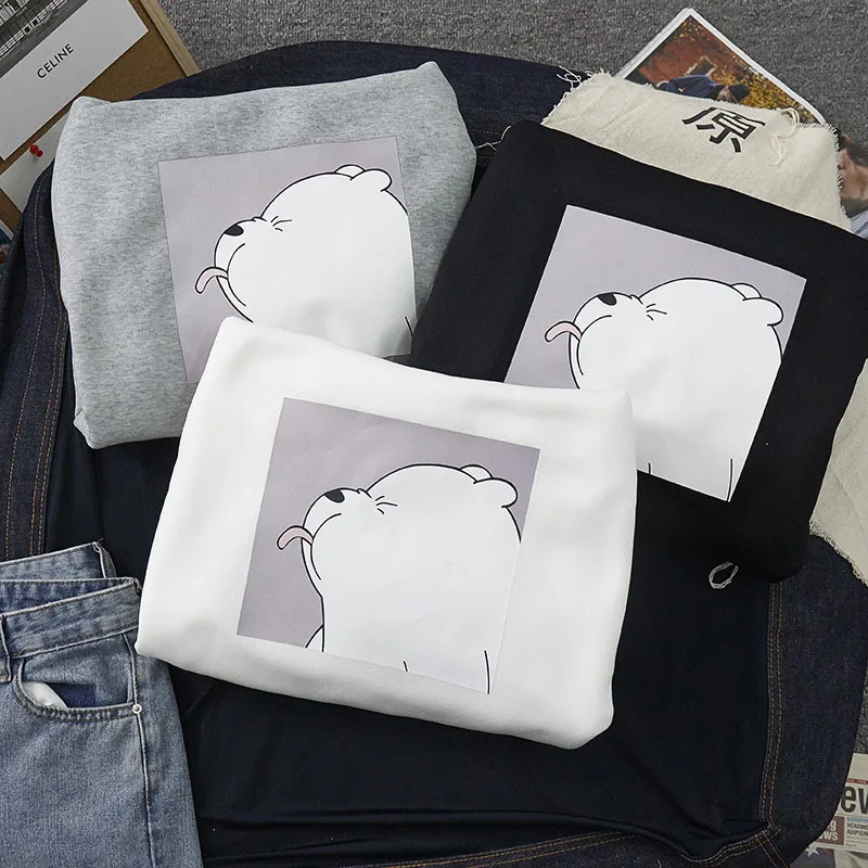 2026 Neuer Stil Kleine Weiße Bären Hoodies Damen Ulzzang Korea Frauen Pullover Grafik Streetwear – Detail 5