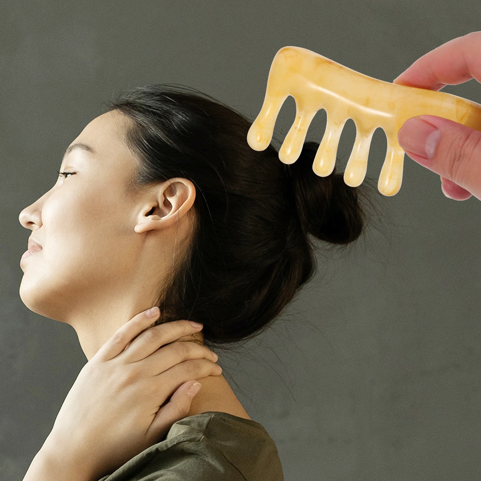 

2pcs Scalp Massage Comb Resin Beeswax Ergonomic Design Head Neck Back Scraping Tool Large Guasha Meridian Therapy Acupoint