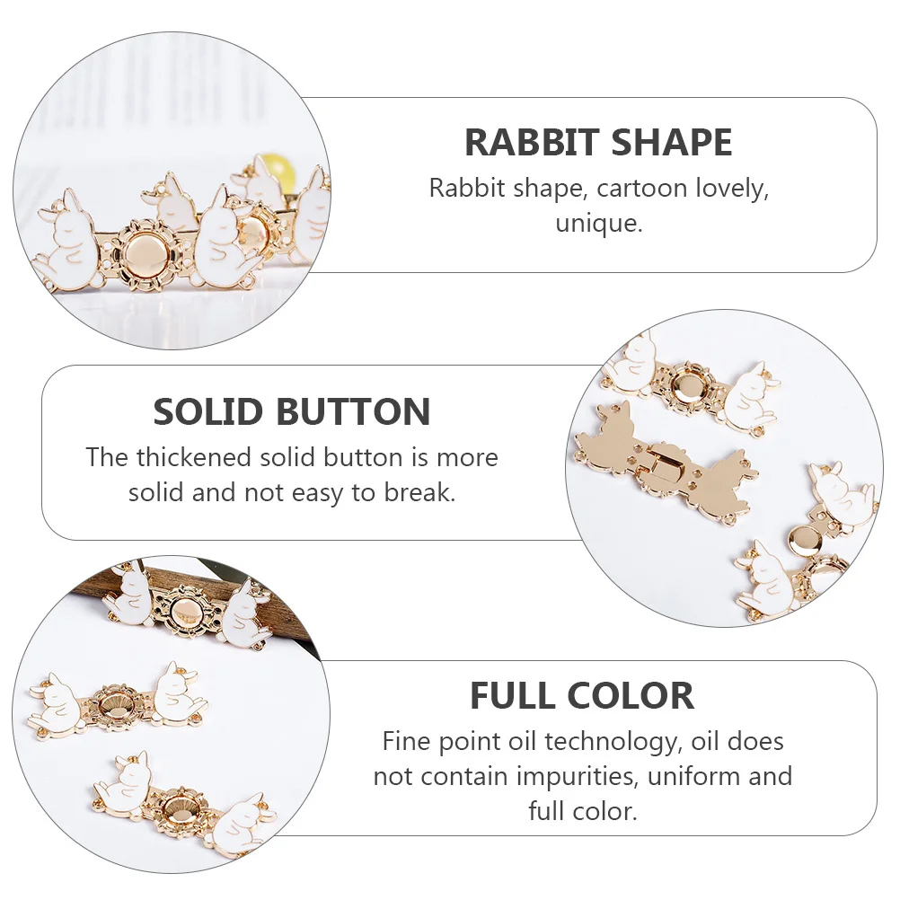 

10Pairs Metal Rabbit Shape Buckles Fine Point Oil Technology Smooth Neat No Burr Overcoat Connection Buckles Coat Clips Clothing